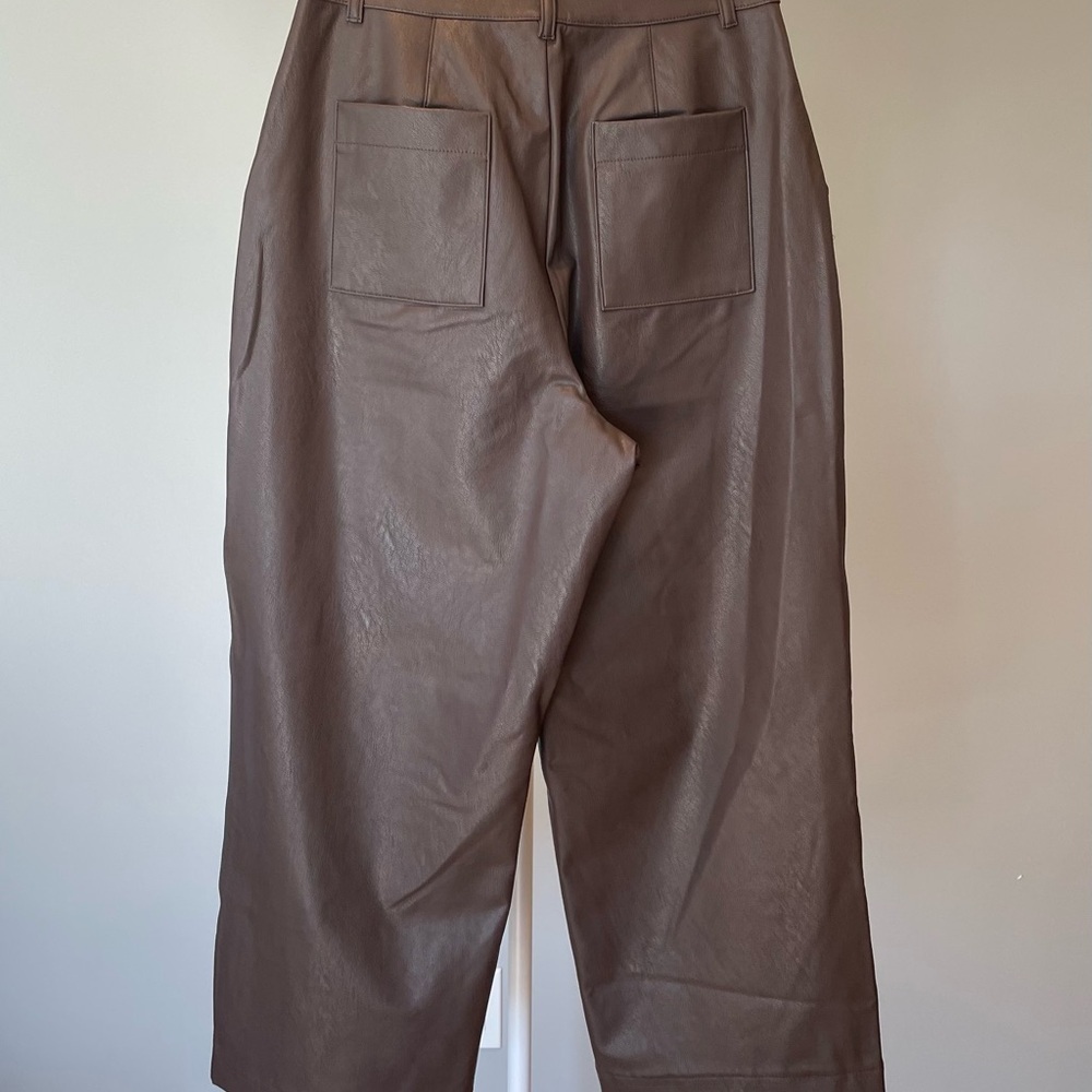 Splendid Brown Faux Leather Cropped Pants - Picture 5 of 6